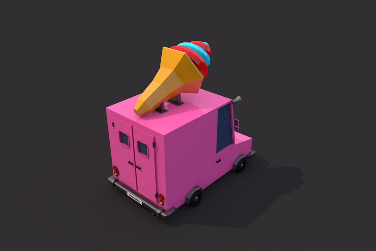 Low Poly Ice Cream Car, a Cars & Vehicle 3D Model by CreativeeArt (Photo 3 of 8)