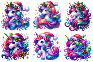 Christmas Cute Unicorn Clipart