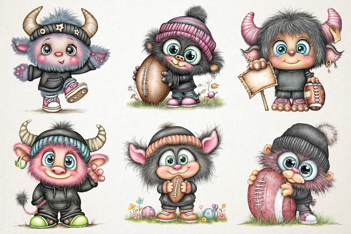 Cute Watercolor Sporty Monster PNG, an Animal Illustration by RobertsArt (Photo 4 of 5)
