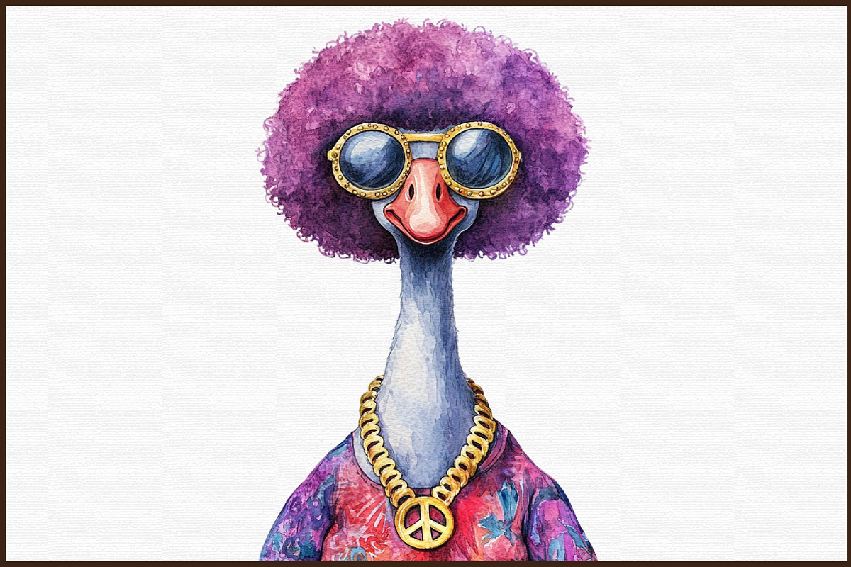 Cute Groovy Silly Goose Clipart Bund, an Illustration by Sublimation Artist (Photo 3 of 6)