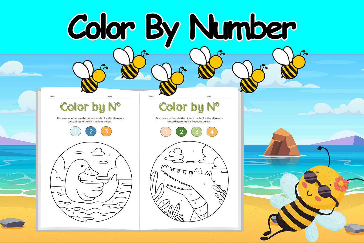 Color By Number Summer- Summer Craft, a Templates & Theme by Premium Digital Templates (Photo 1 of 3)