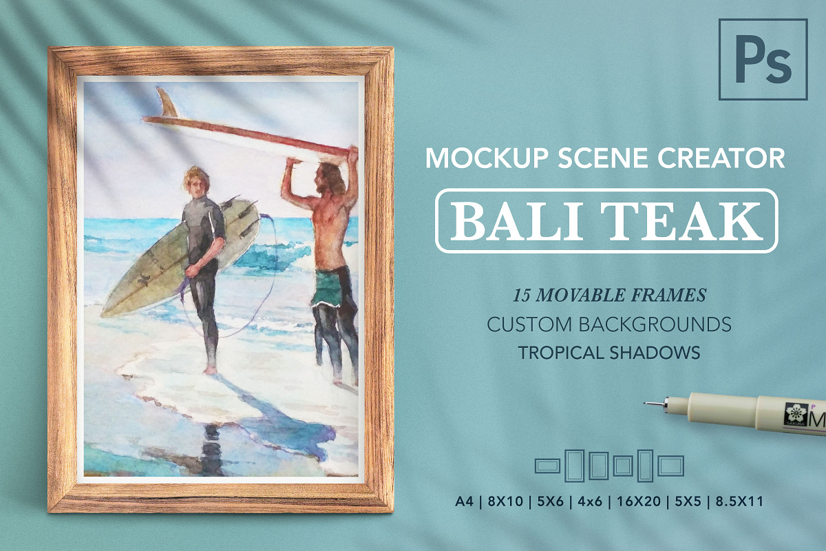 Mockup Creator: 15 Teak Frames, a Cups & Container Mockup by Drifter Studio (Photo 1 of 8)