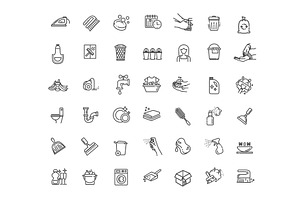 Housekeeping service icons, an Object Illustration by Tettygreen