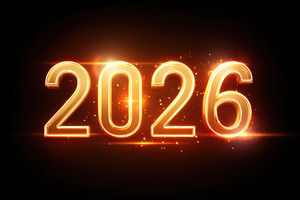 Glowing 2026 numbers for new year celebration, a Holiday Photo by AlyaAnd