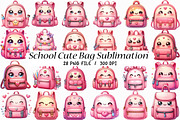 School Cute Bag Sublimation Clipart, an Illustration by Libby Wishes (Thumbnail 1 of 6)