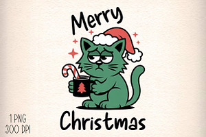 Christmas Sarcastic Funny Cat Merry, an Illustration by Daily.Designs