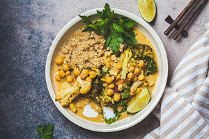 Vegan chickpea curry stock photo containing asian and asian food