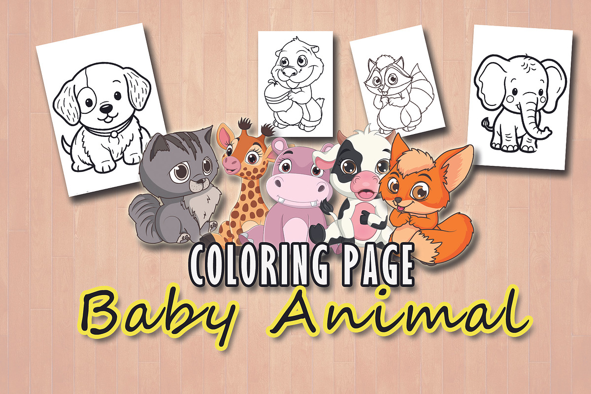 Coloring Page Baby Animal, an Illustration by Eka Design (Photo 1 of 3)
