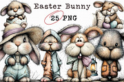 Cute Easter Bunny Clipart, an Illustration by Libby Wishes (Thumbnail 1 of 6)