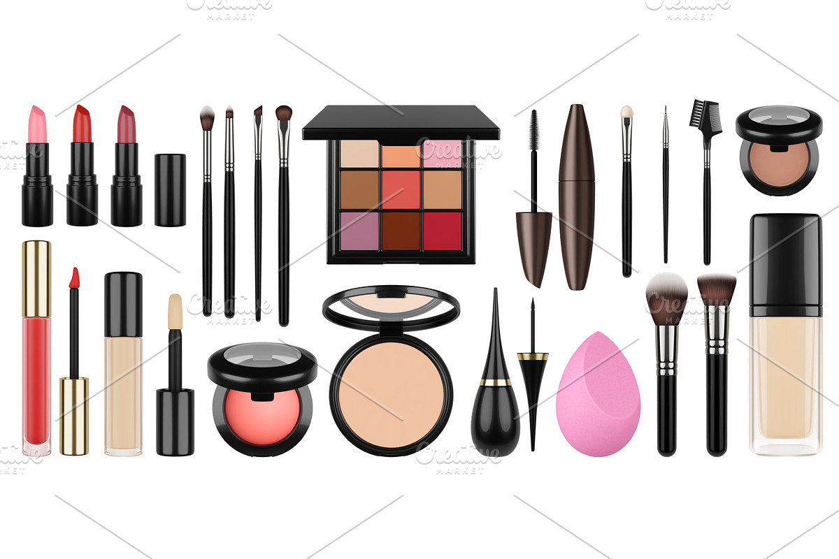 Cosmetics and brushes. Isolated, a Graphic by Valerie Bodnar