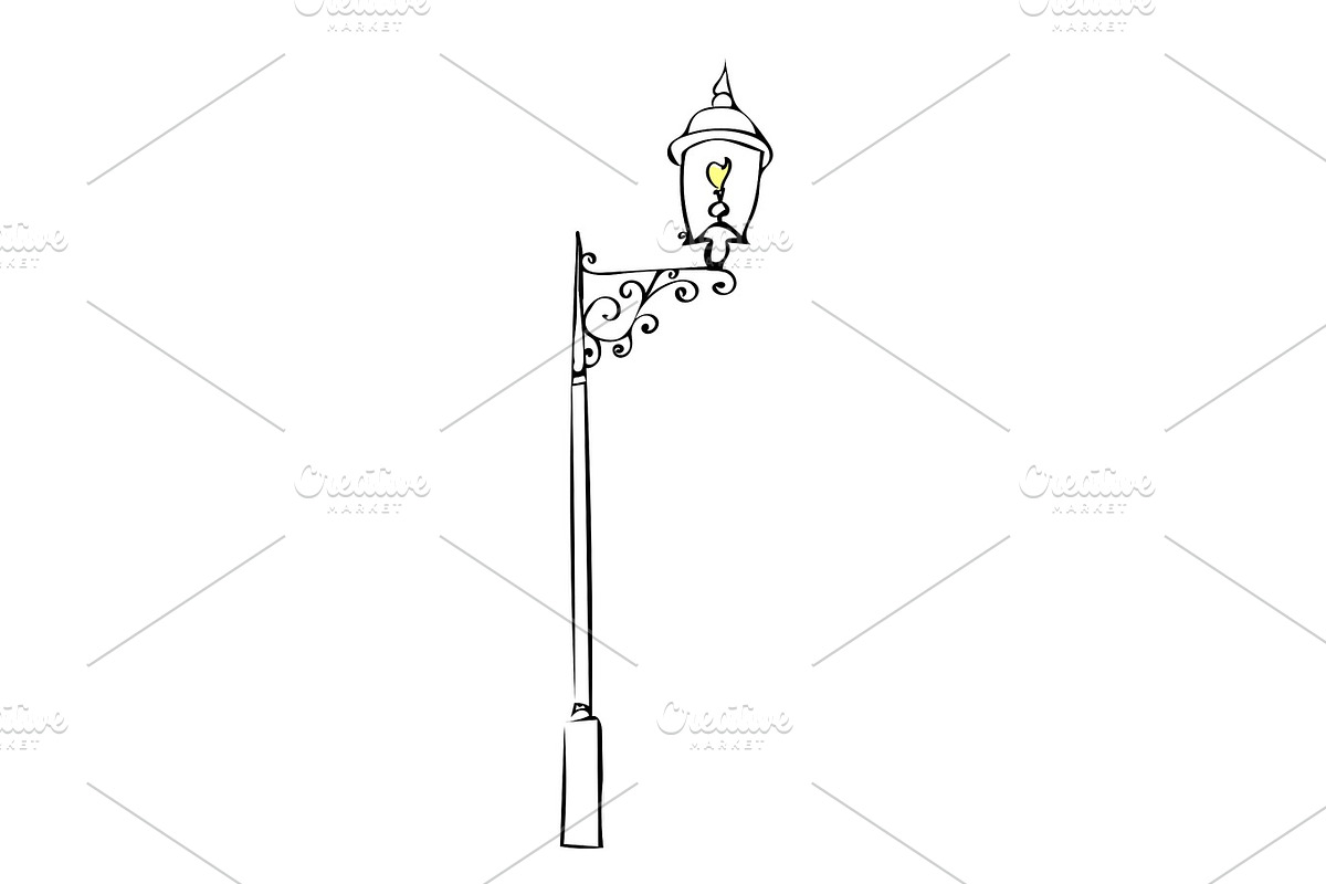 Vintage retro street lantern, a Decorative Illustration by kozyrevaelena