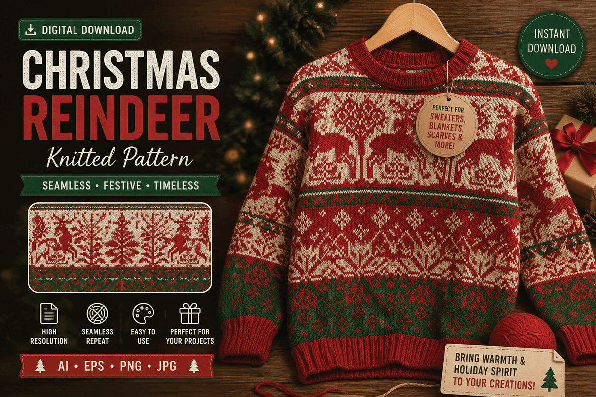 Cozy Christmas Reindeer Patterns, a Decorative Illustration by Design House (Photo 2 of 3)