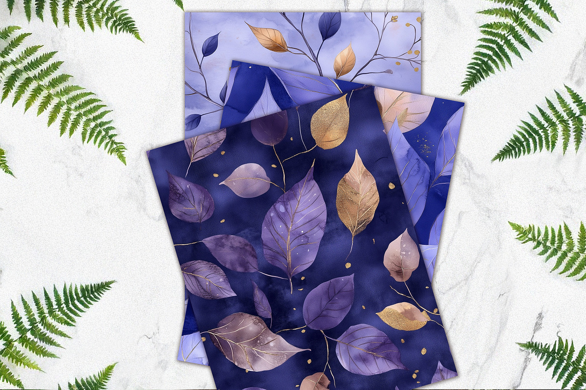 Royal Amethyst Leaves Scrapbook Set, a Background Graphic by V Design Creator (Photo 12 of 12)