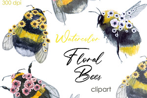 Watercolor clipart. Bee clipart png, a Decorative Illustration by KomtsyanTatyanaArt