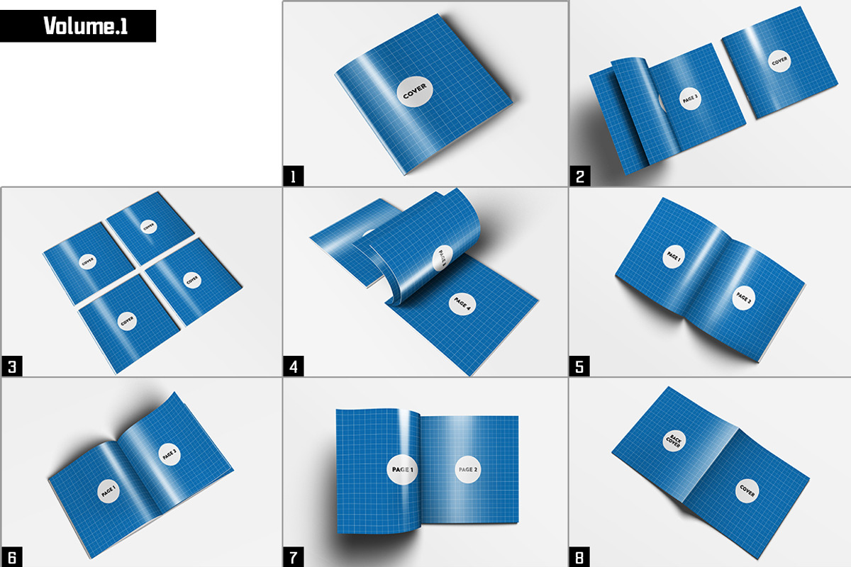 Square Brochure Mockups Pack Bundle, a Print Template by Kongkow (Photo 2 of 15)