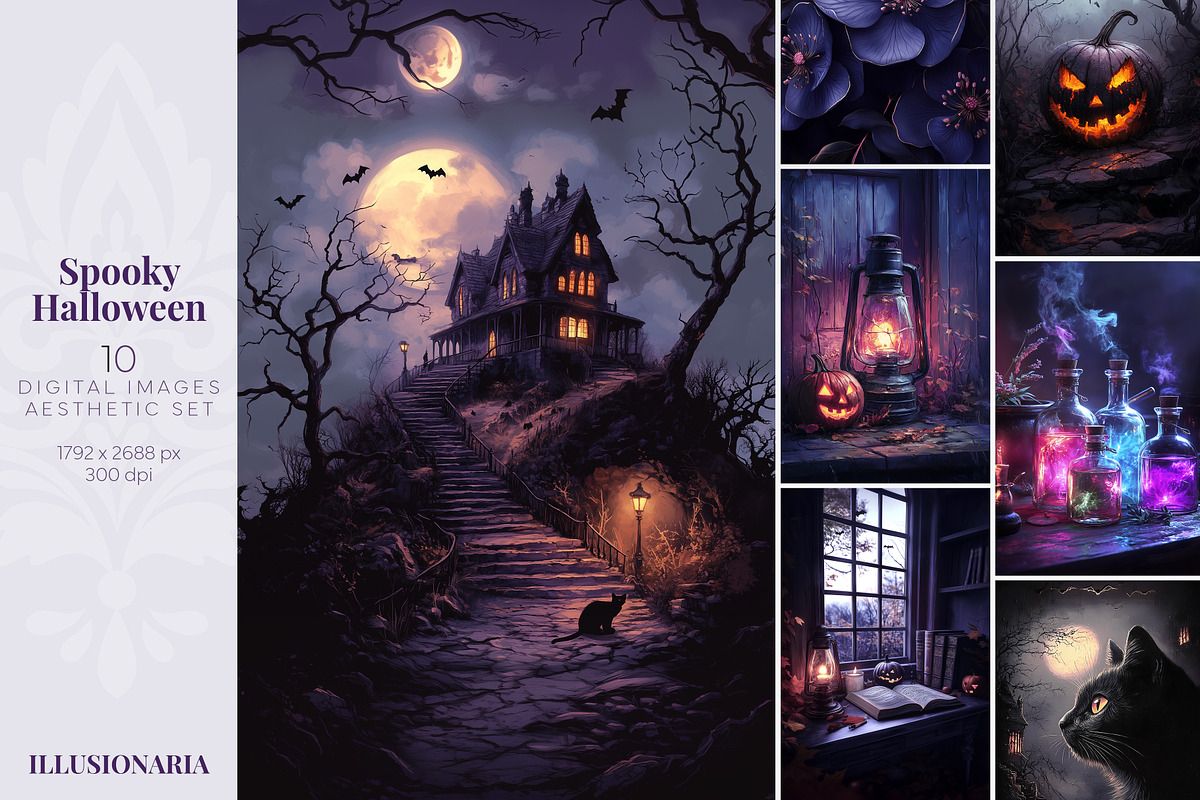 Halloween Background Aesthetic Set, a Background Graphic by Illusionaria (Photo 7 of 7)