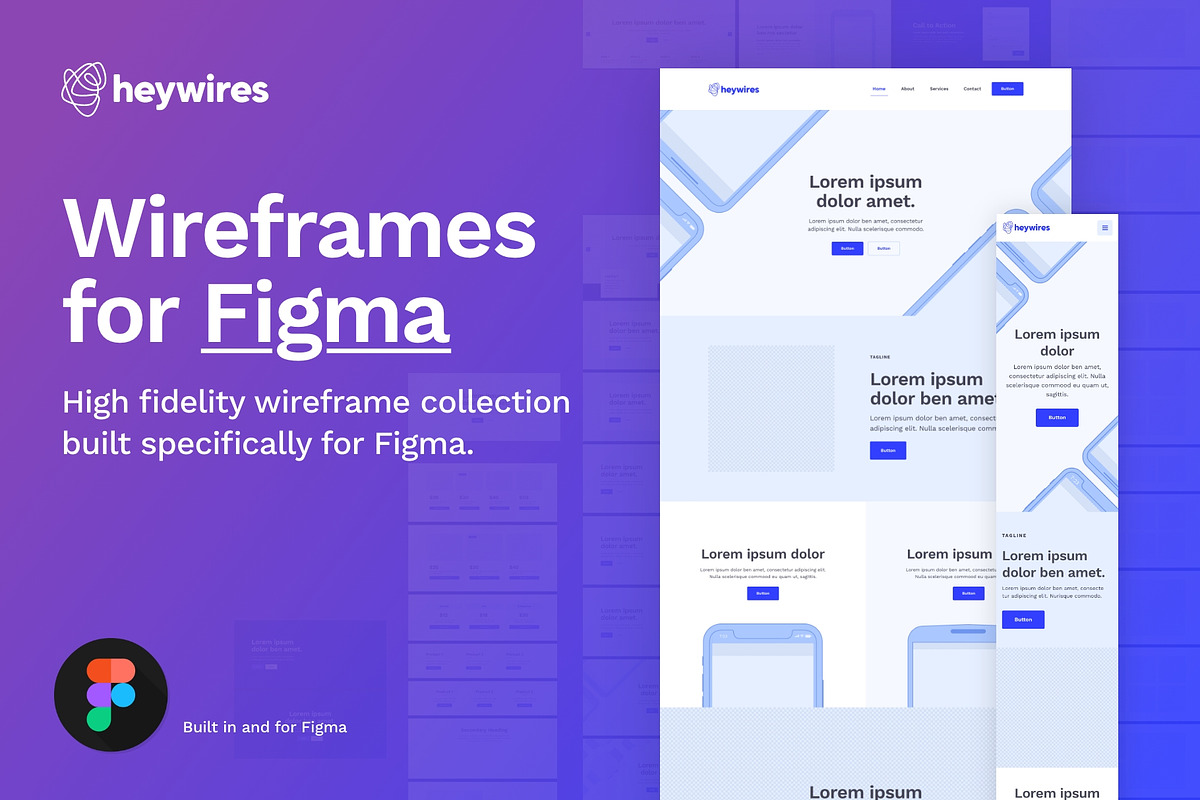 heywires - Figma Wireframe Kit, a Wireframe Template by heywires (Photo 1 of 4)