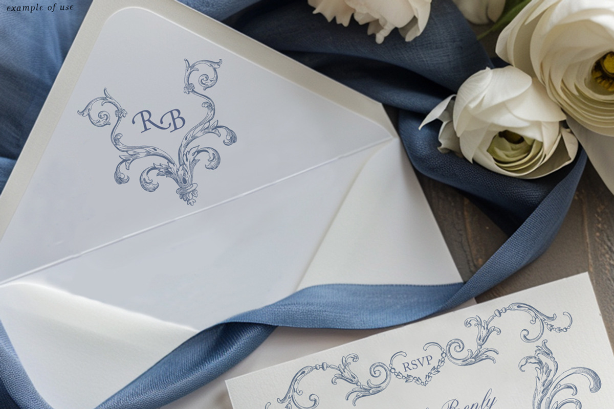 Wedding clip art blue baroque frames, a Decorative Illustration by GrafikBoutique (Photo 10 of 11)