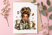 Whimsical Coffee Girl Clipart Bundle, a Seasonal Illustration by Canvas Craft (Thumbnail 10 of 10)