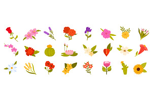 Different flowers of world set, an Object Illustration by Flashvector