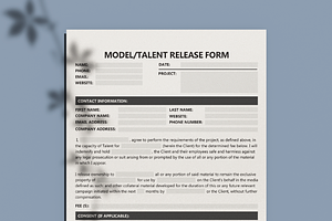Model Release Form - Fillable PDF, a Print Template by Burke Graphic Design