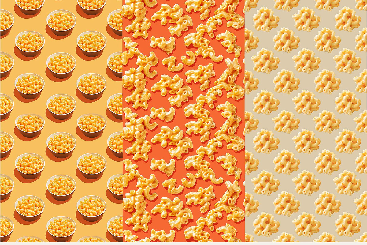 8 Mac and Cheese Seamless Patterns, a Pattern Graphic by Inknfolly (Photo 3 of 3)