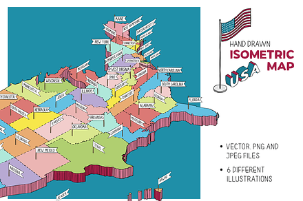 Isometric vector Map of the USA