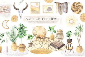 Boho Home Interior Clipart