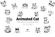 Animated Cat Doodle Icon Pack, an Outline Icon by Prosymbols (Thumbnail 1 of 4)
