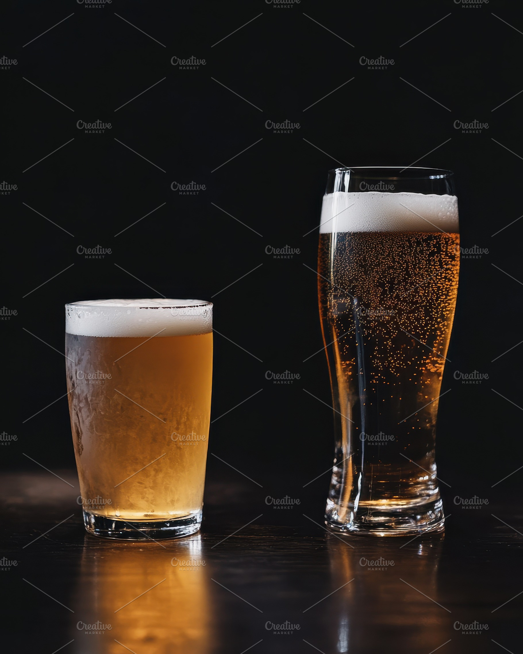 Beer Glasses Arranged on a Table, a Food & Drink Photo by Virgo Studio
