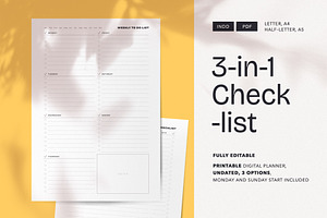 Cheklist Template. Printable Planner