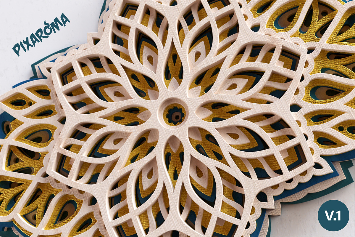 Mandala Wall Art 3D Layered Cut File, an Illustration by pixaroma