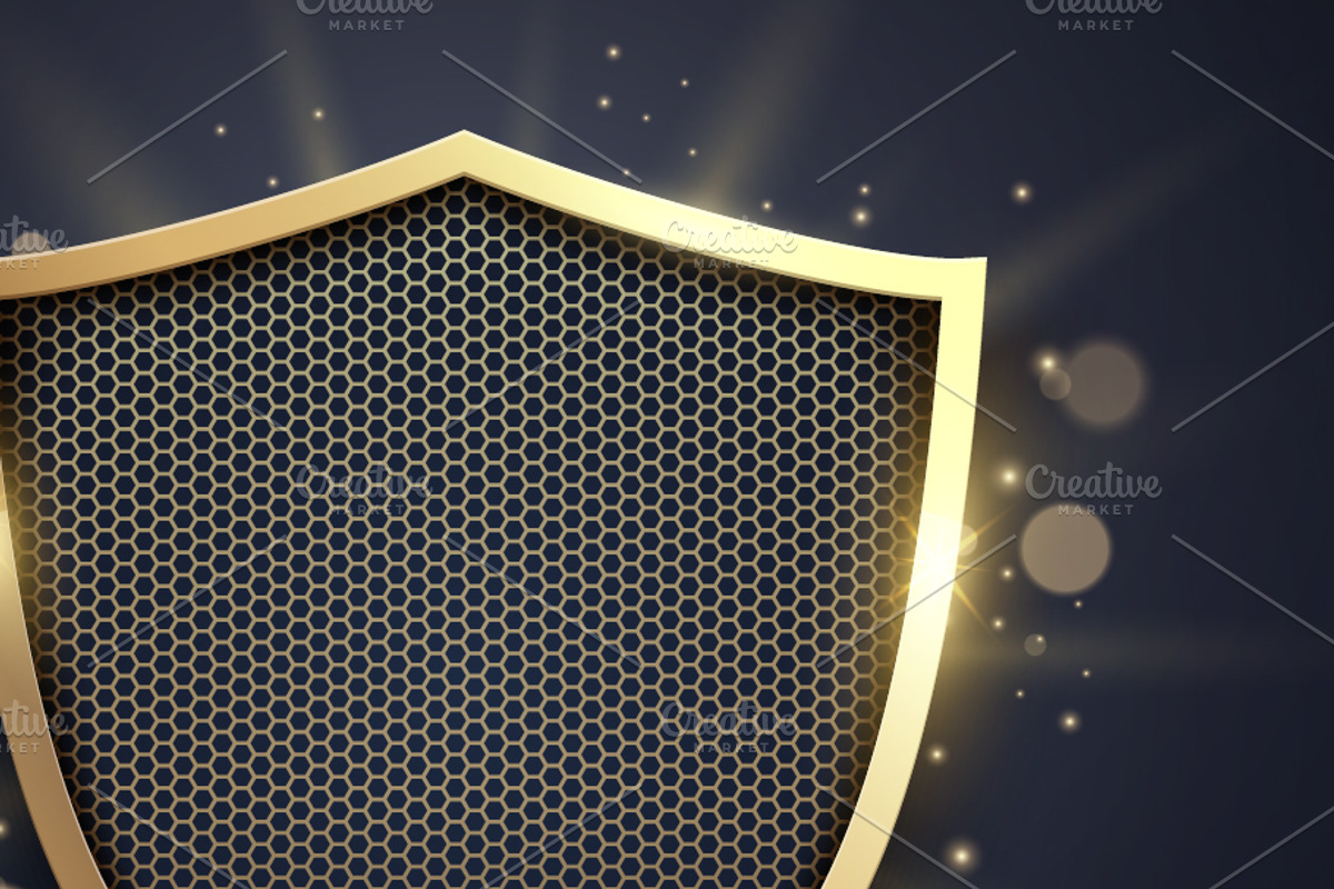 Luxury Golden Shield With Metal Mesh, a Decorative Illustration by Black White Mouse Design (Photo 3 of 3)
