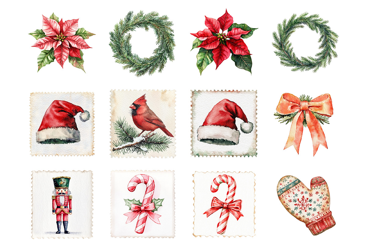 Vintage Christmas Stamps, an Illustration by Design Market (Photo 3 of 3)