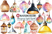 Hanging Light Watercolor Clipart, an Illustration by Rose Art (Thumbnail 1 of 4)