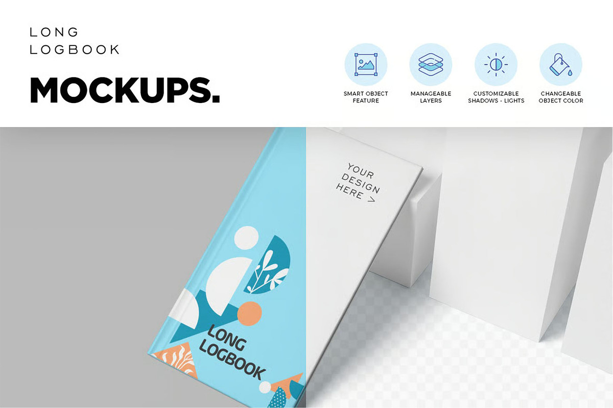 Long Rectangle Book Mockups, a Product Mockup by megostudi0 (Photo 5 of 8)