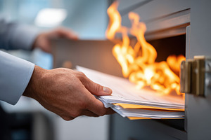 Burning documents in office safe, a Business Photo by AlyaAnd