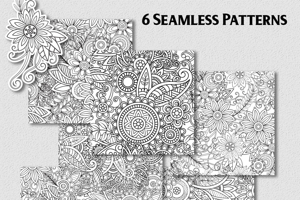 6 Floral Seamless Patterns, a Pattern Graphic by Elinorka (Photo 3 of 5)