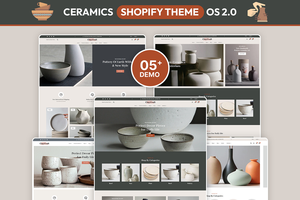 Ceramics Responsive Shopify Theme, a Shopify Template by LogicGo Shopify Experts (Photo 1 of 7)