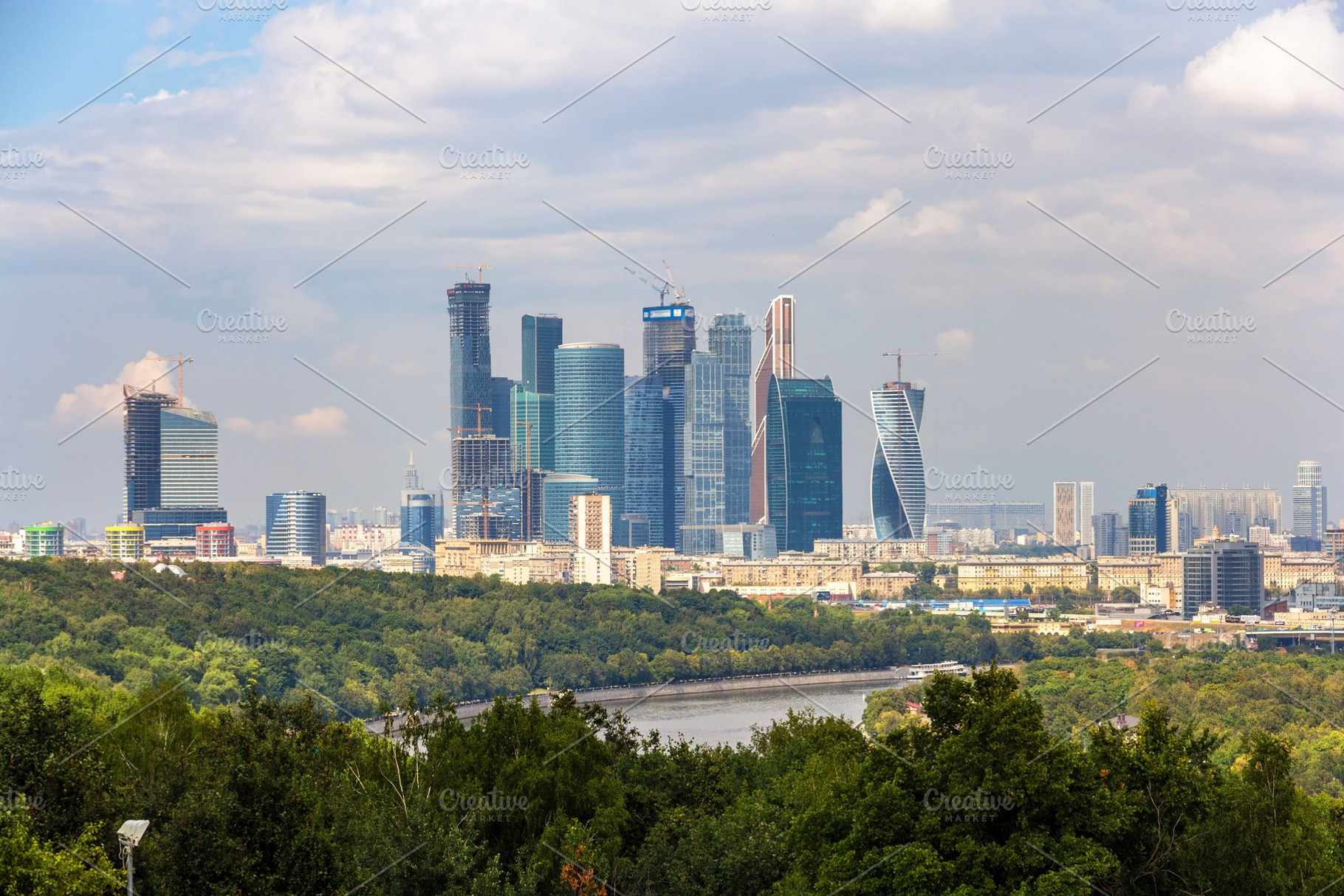View of moscowcity from sparrow hills park containing moscow, city, and, an Architecture Photo by Leonid Andronov