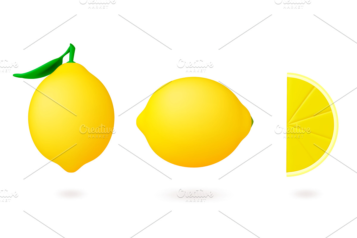 Fresh lemon 3d icons. Isolated lemon, a Food Illustration by Valerie Bodnar