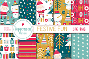 Festive Fun paper set, a Pattern Graphic by Poppymoondesign (Thumbnail 1 of 3)