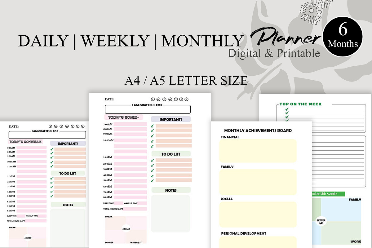 Daily Planner and Habit Tracker, a Stationery Template by Sam_Powerhouse (Photo 1 of 5)