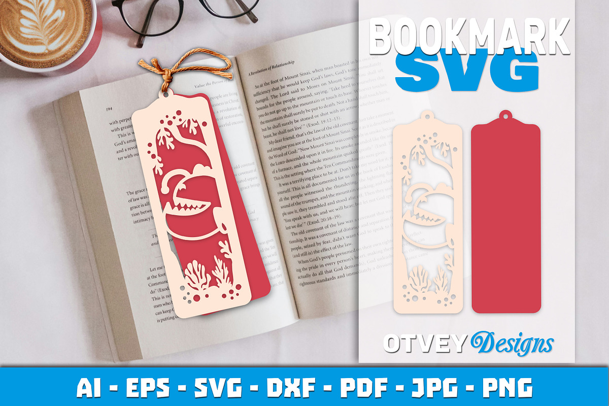 Sea Animals Bookmark Paper Cut, an Animal Illustration by OTVEY DESIGN (Photo 10 of 13)