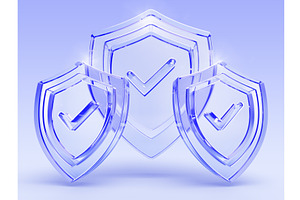 3D blue glass transparent shields