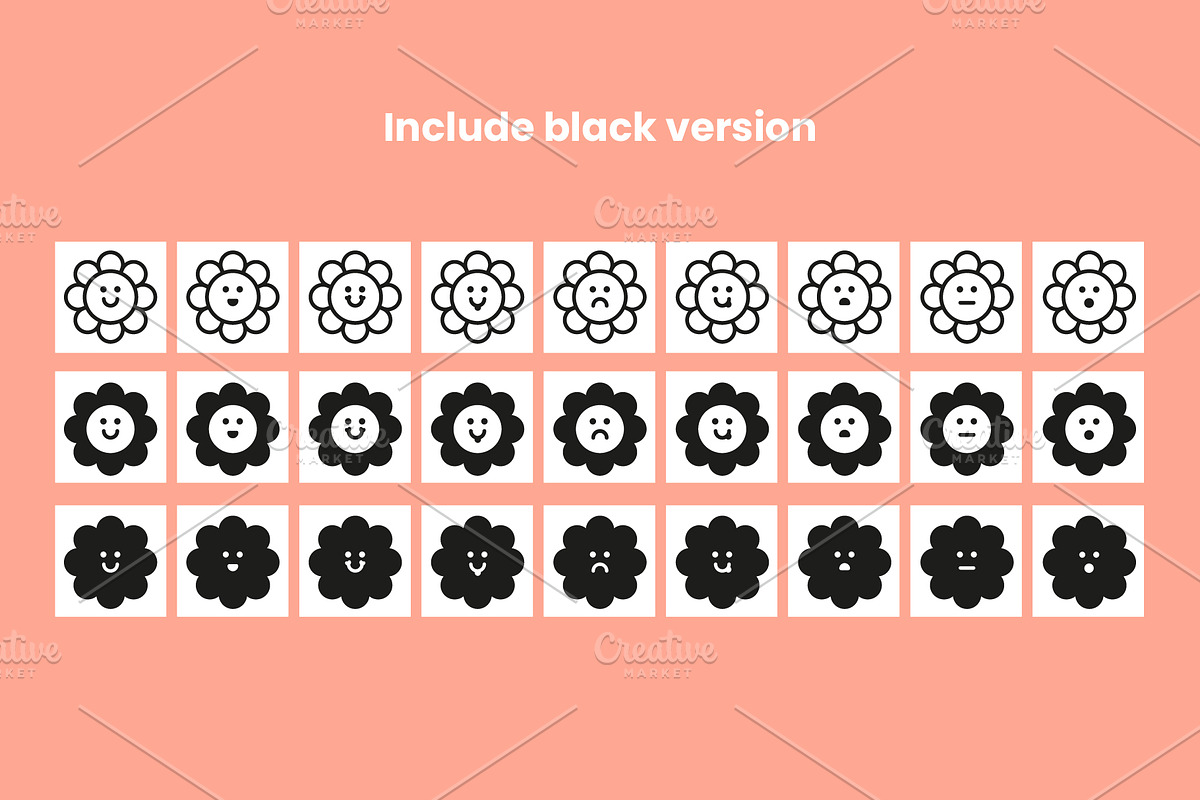 Flower Emotions – 27 Clipart Icons, an Emoji Icon by Berrychou Studio (Photo 3 of 5)