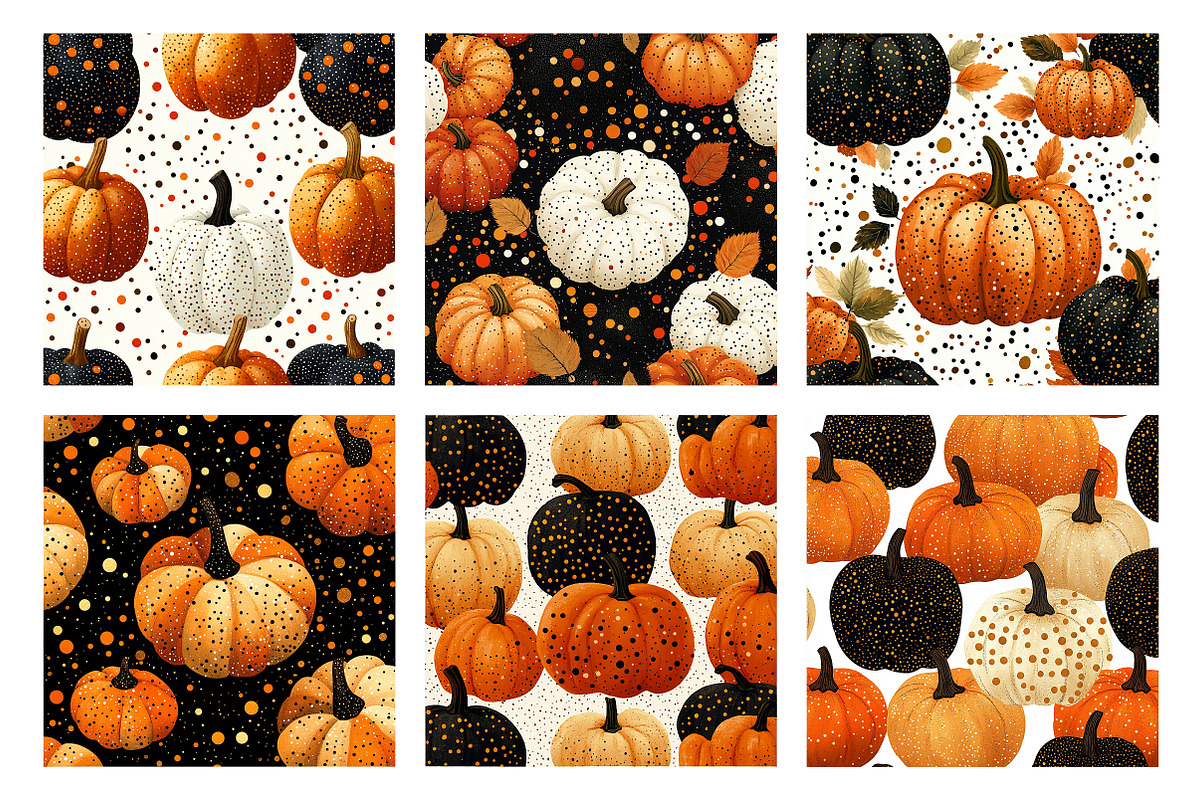 Polka Dots Pumpkin Digital Paper, a Transportation Illustration by SinaCreation (Photo 2 of 5)