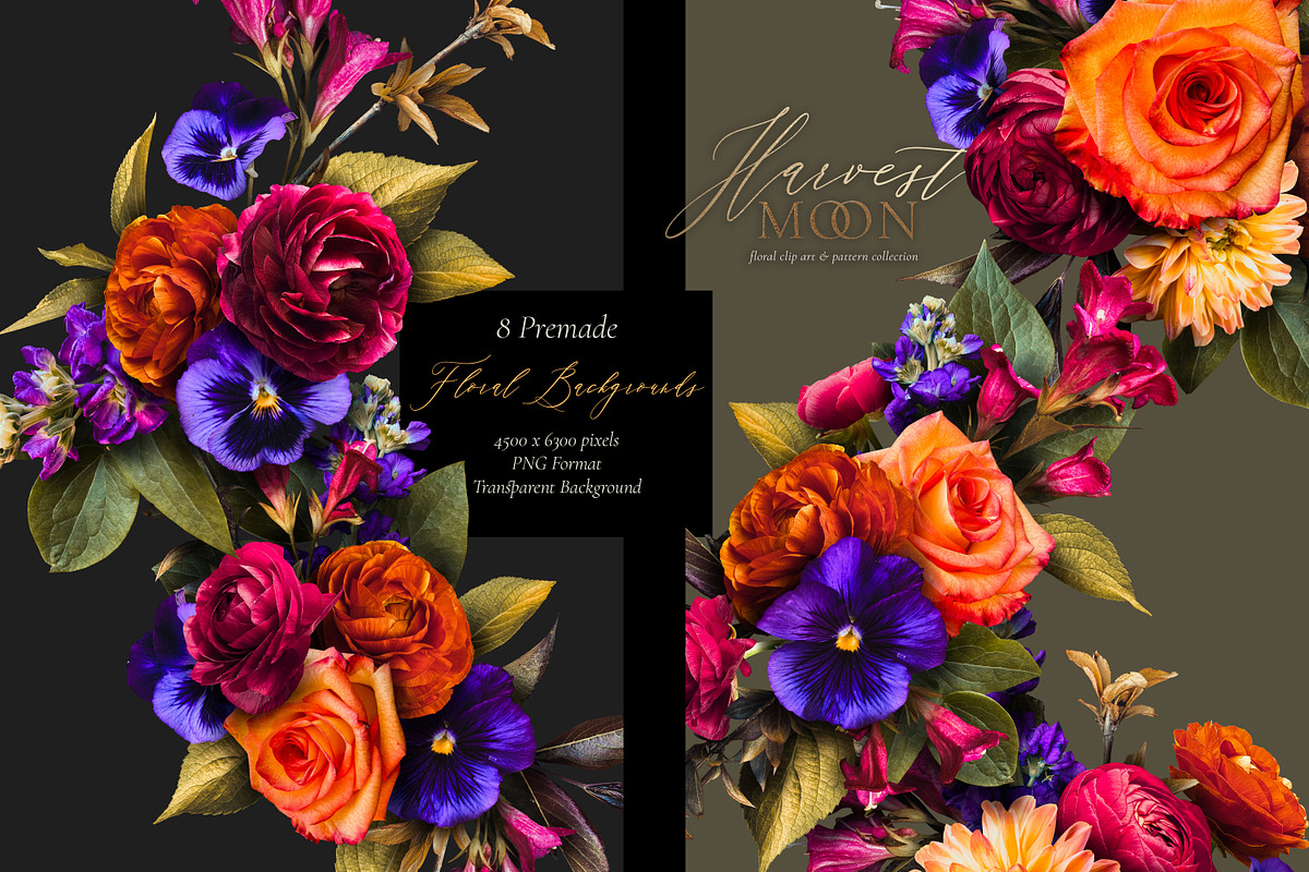 Harvest Moon Floral Clip Art Kit, an Object Graphic by Eclectic Anthology (Photo 7 of 21)