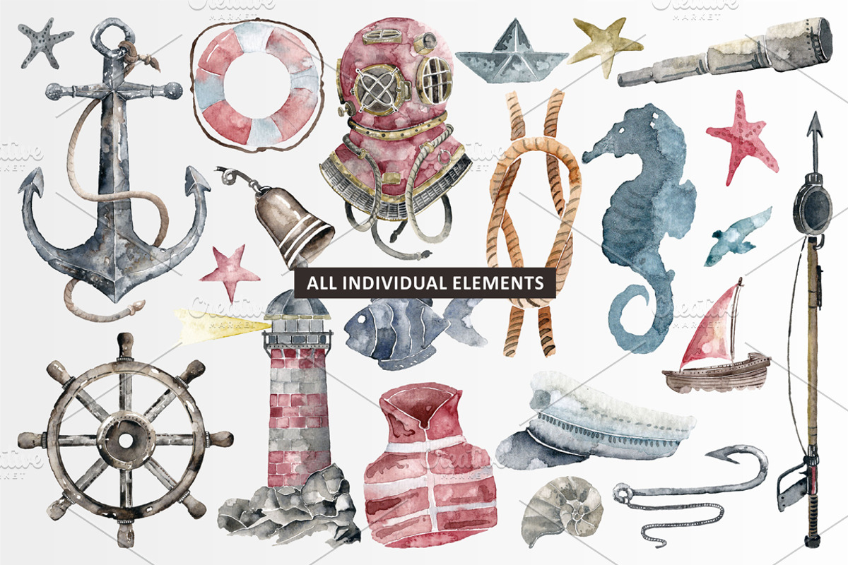 SALE - Nautical Watercolour, an Illustration by Soir Creative (Photo 3 of 6)