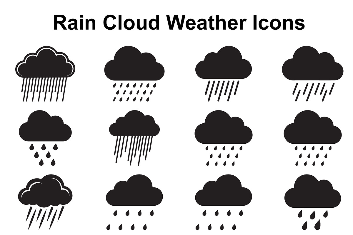 Rainfall Cloud Symbol Set, an Object Graphic by Designer_Momina (Photo 1 of 5)